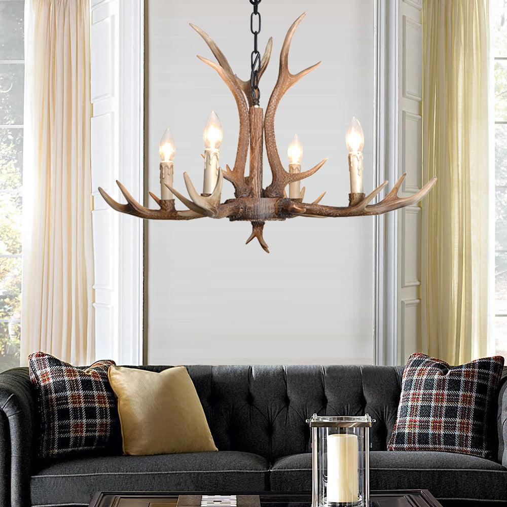 4/6/8 Lights Chandelier Lighting Fixture Rustic Candle Resin - Rebooters