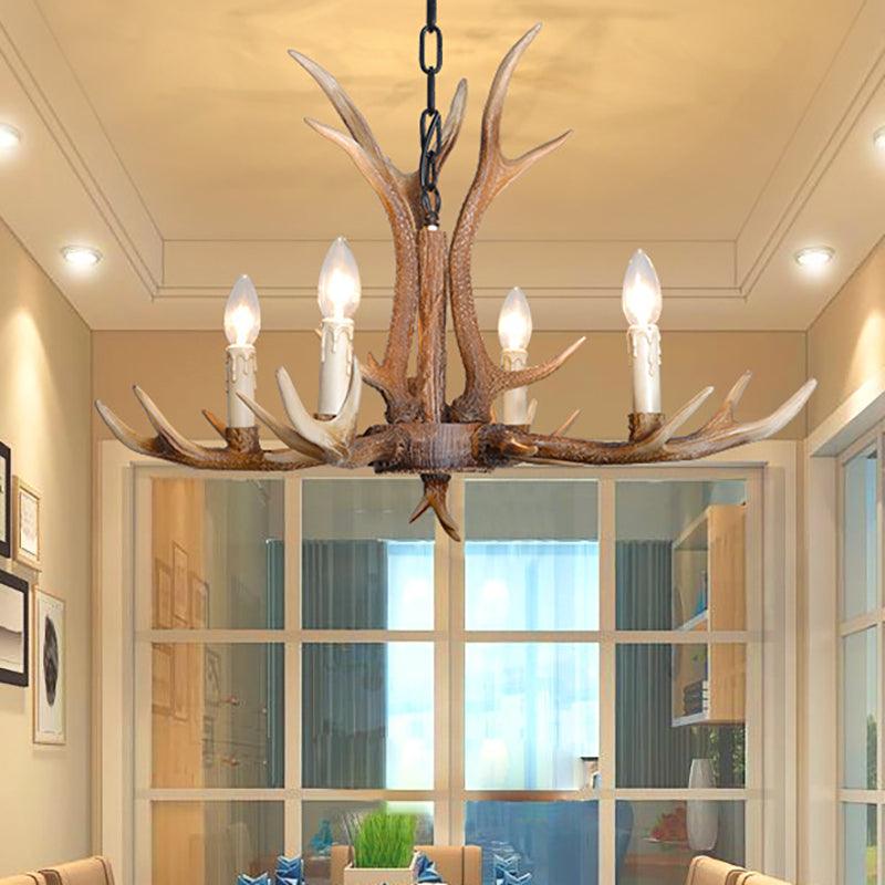 4/6/8 Lights Chandelier Lighting Fixture Rustic Candle Resin - Rebooters