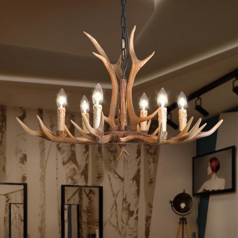 4/6/8 Lights Chandelier Lighting Fixture Rustic Candle Resin - Rebooters