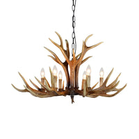6/8/10 Lights Resin Chandelier Lamp Farmhouse Brown Deer Antler - Rebooters