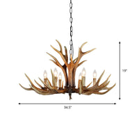 6/8/10 Lights Resin Chandelier Lamp Farmhouse Brown Deer Antler - Rebooters
