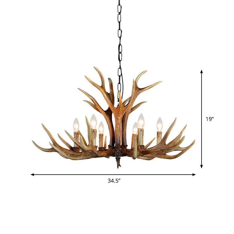 6/8/10 Lights Resin Chandelier Lamp Farmhouse Brown Deer Antler - Rebooters