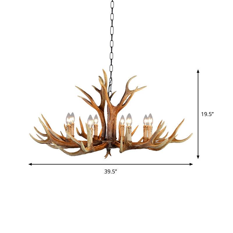 6/8/10 Lights Resin Chandelier Lamp Farmhouse Brown Deer Antler - Rebooters