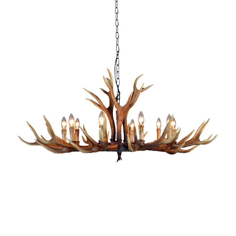 6/8/10 Lights Resin Chandelier Lamp Farmhouse Brown Deer Antler - Rebooters