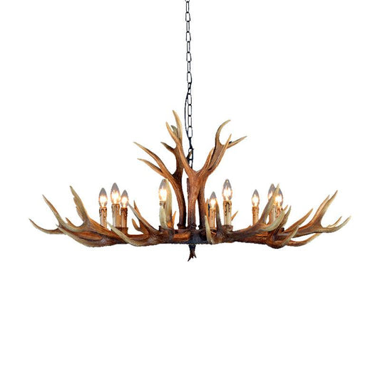 6/8/10 Lights Resin Chandelier Lamp Farmhouse Brown Deer Antler - Rebooters