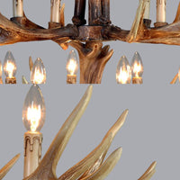 2-Tier Hanging Lamp Rustic Resin 12/15 Bulbs Brown Chandelier - Rebooters