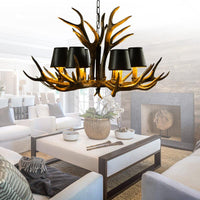 6/8/10-Bulb Resin Suspension Light Rustic Black Chandelier - Rebooters