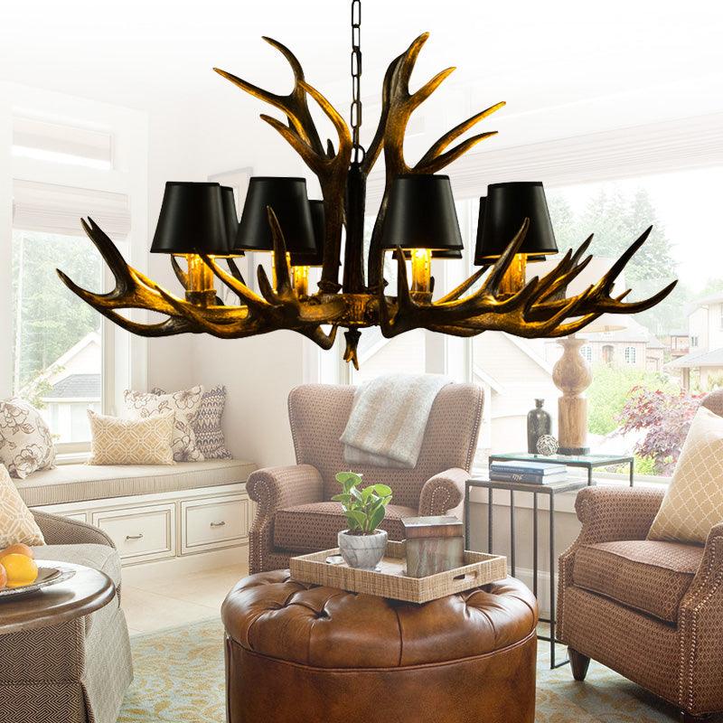 6/8/10-Bulb Resin Suspension Light Rustic Black Chandelier - Rebooters