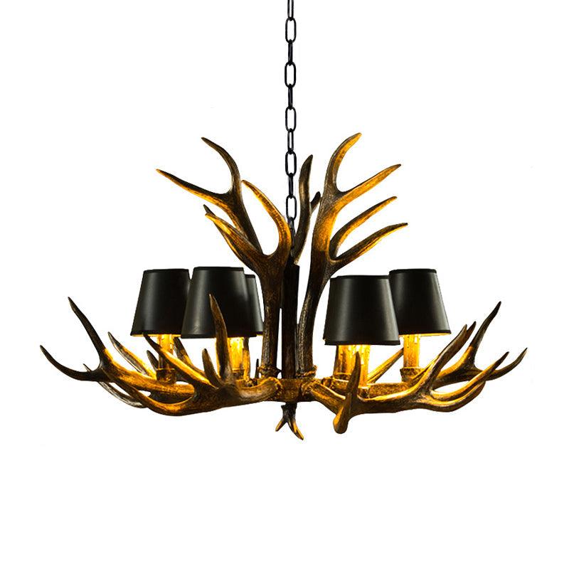 6/8/10-Bulb Resin Suspension Light Rustic Black Chandelier - Rebooters