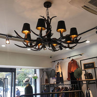 6/8/10-Bulb Resin Suspension Light Rustic Black Chandelier - Rebooters