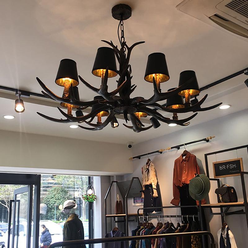 6/8/10-Bulb Resin Suspension Light Rustic Black Chandelier - Rebooters