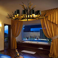 6/8/10-Bulb Resin Suspension Light Rustic Black Chandelier - Rebooters