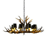 6/8/10-Bulb Resin Suspension Light Rustic Black Chandelier - Rebooters
