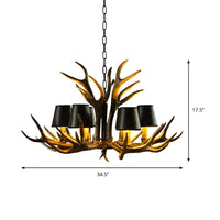 6/8/10-Bulb Resin Suspension Light Rustic Black Chandelier - Rebooters