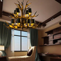 6/8/10-Bulb Resin Suspension Light Rustic Black Chandelier - Rebooters