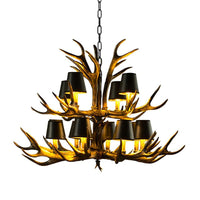 6/8/10-Bulb Resin Suspension Light Rustic Black Chandelier - Rebooters