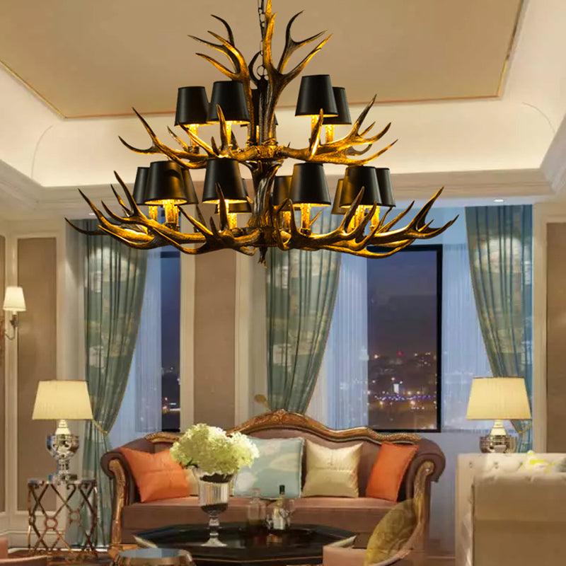 6/8/10-Bulb Resin Suspension Light Rustic Black Chandelier - Rebooters