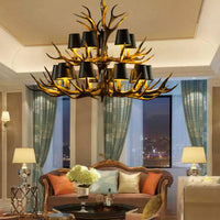 6/8/10-Bulb Resin Suspension Light Rustic Black Chandelier - Rebooters