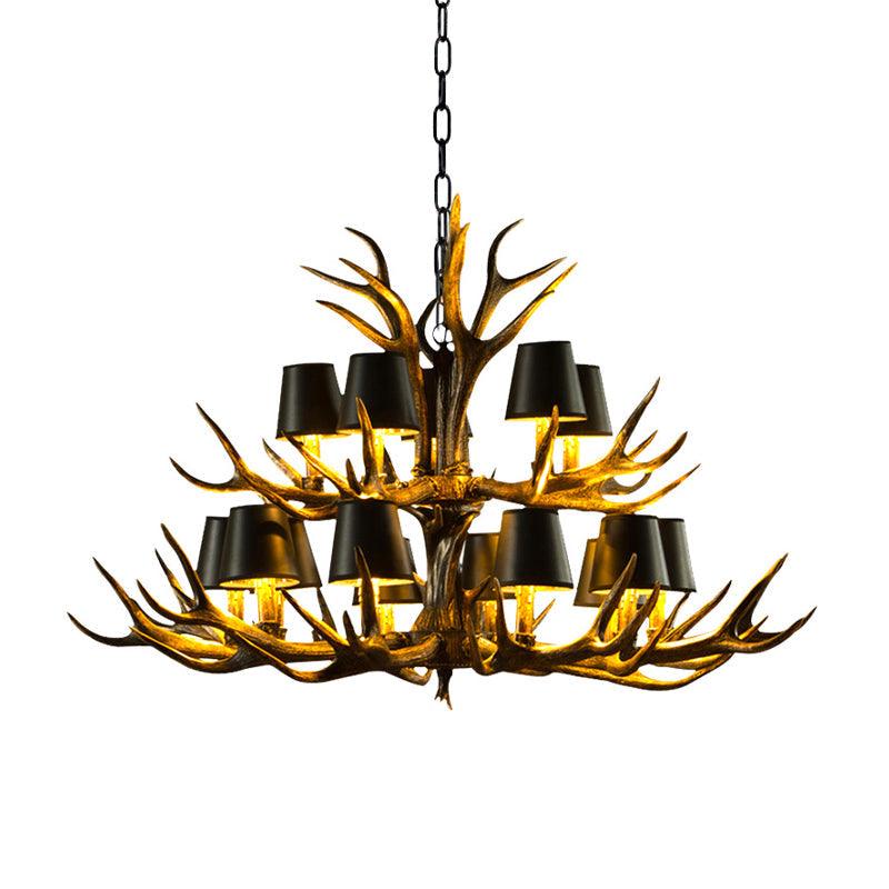 6/8/10-Bulb Resin Suspension Light Rustic Black Chandelier - Rebooters
