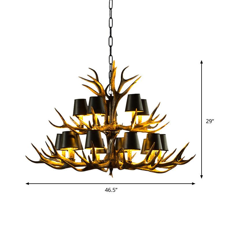 6/8/10-Bulb Resin Suspension Light Rustic Black Chandelier - Rebooters