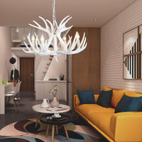 4/6/9 Lights Chandelier Lighting Fixture Rural Candle Resin Ceiling Suspension Lamp in White for Restaurant - Rebooters