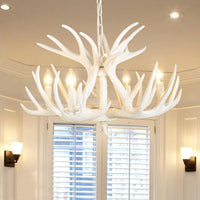 4/6/9 Lights Chandelier Lighting Fixture Rural Candle Resin Ceiling Suspension Lamp in White for Restaurant - Rebooters