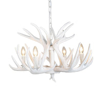 4/6/9 Lights Chandelier Lighting Fixture Rural Candle Resin Ceiling Suspension Lamp in White for Restaurant - Rebooters