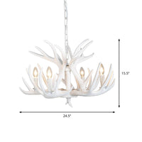 4/6/9 Lights Chandelier Lighting Fixture Rural Candle Resin Ceiling Suspension Lamp in White for Restaurant - Rebooters