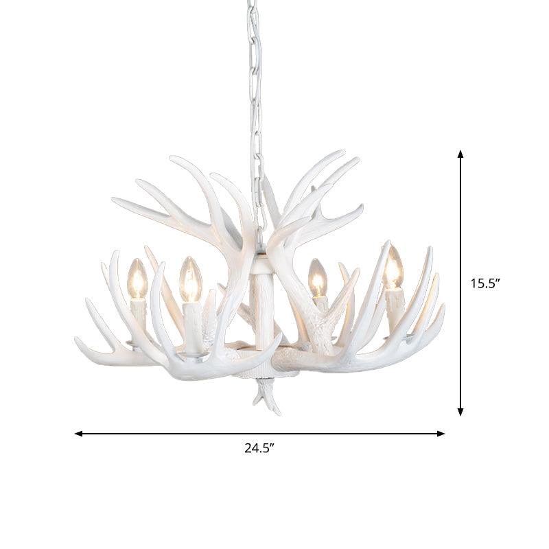 4/6/9 Lights Chandelier Lighting Fixture Rural Candle Resin Ceiling Suspension Lamp in White for Restaurant - Rebooters