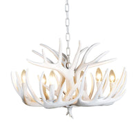 4/6/9 Lights Chandelier Lighting Fixture Rural Candle Resin Ceiling Suspension Lamp in White for Restaurant - Rebooters