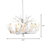 4/6/9 Lights Chandelier Lighting Fixture Rural Candle Resin Ceiling Suspension Lamp in White for Restaurant - Rebooters