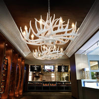 4/6/9 Lights Chandelier Lighting Fixture Rural Candle Resin Ceiling Suspension Lamp in White for Restaurant - Rebooters