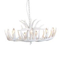 4/6/9 Lights Chandelier Lighting Fixture Rural Candle Resin Ceiling Suspension Lamp in White for Restaurant - Rebooters