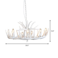 4/6/9 Lights Chandelier Lighting Fixture Rural Candle Resin Ceiling Suspension Lamp in White for Restaurant - Rebooters