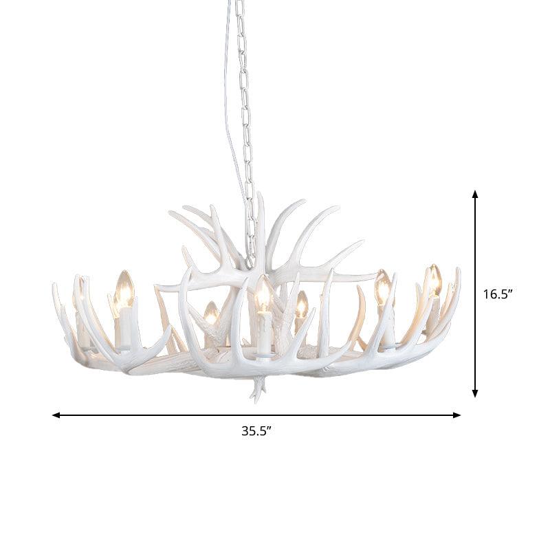 4/6/9 Lights Chandelier Lighting Fixture Rural Candle Resin Ceiling Suspension Lamp in White for Restaurant - Rebooters
