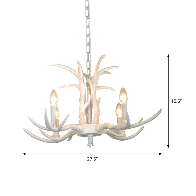 White Candle Shape Pendant Chandelier Rustic Resin 4/6/8-Head Ceiling Light - Rebooters