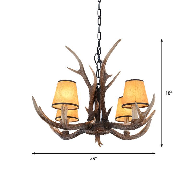 4/6/8-Light Conical Chandelier Light Traditional Brown Resin Pendant - Rebooters