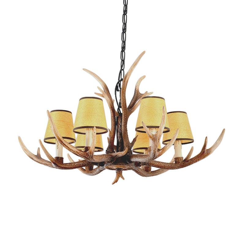 4/6/8-Light Conical Chandelier Light Traditional Brown Resin Pendant - Rebooters
