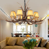 4/6/8-Light Conical Chandelier Light Traditional Brown Resin Pendant - Rebooters