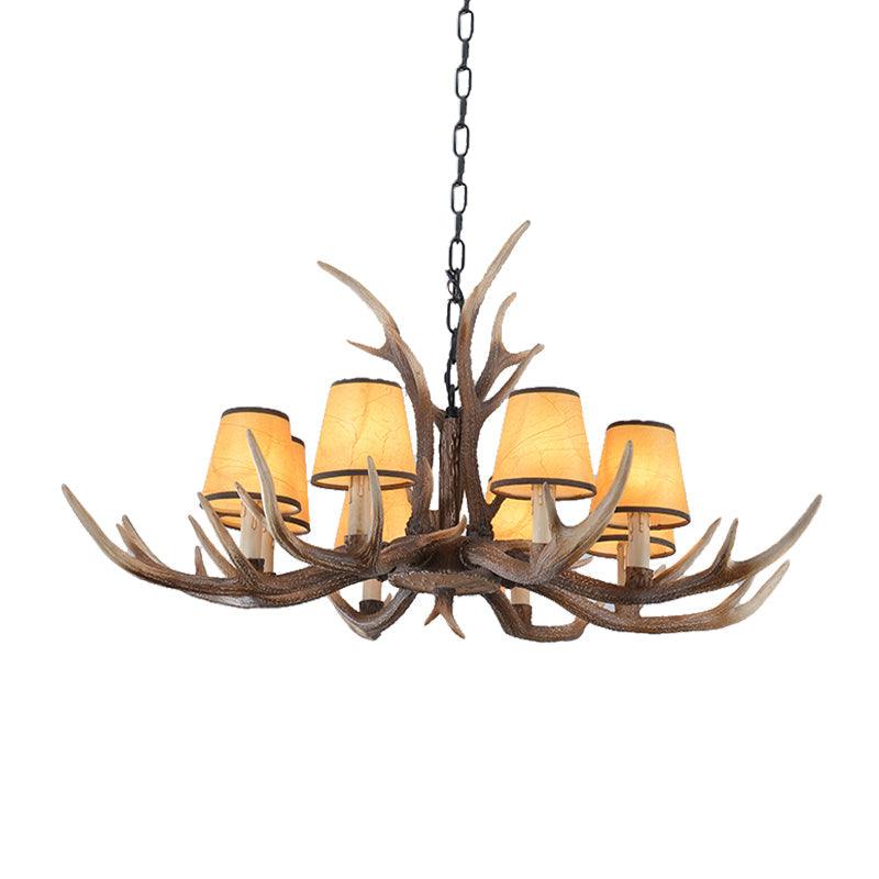 4/6/8-Light Conical Chandelier Light Traditional Brown Resin Pendant - Rebooters