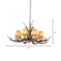 4/6/8-Light Conical Chandelier Light Traditional Brown Resin Pendant - Rebooters