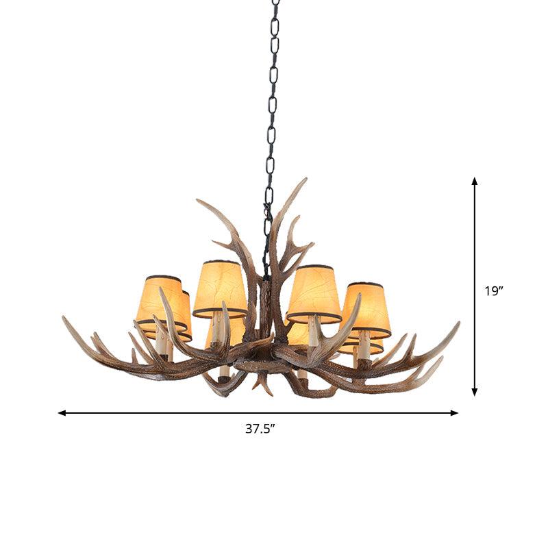 4/6/8-Light Conical Chandelier Light Traditional Brown Resin Pendant - Rebooters