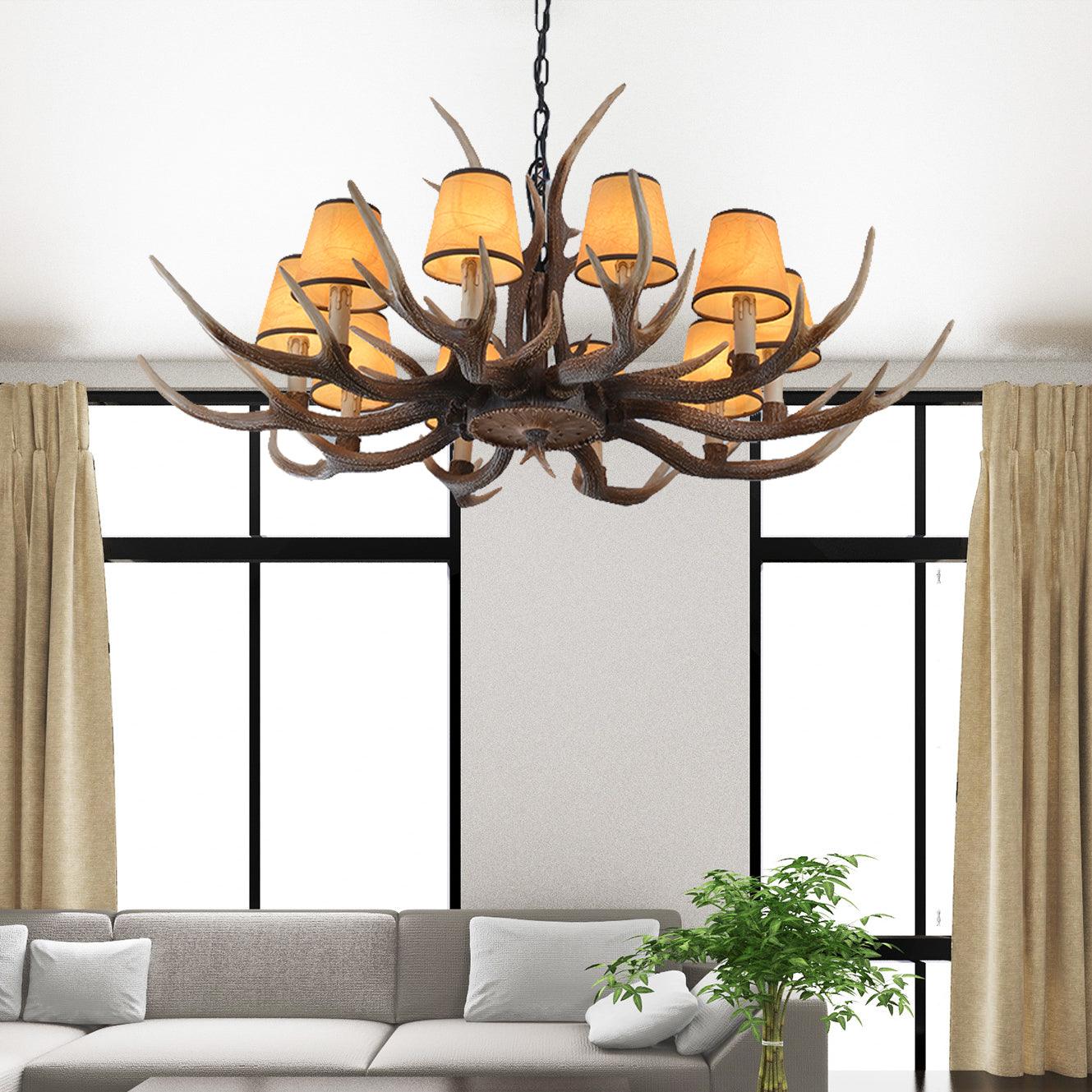 4/6/8-Light Conical Chandelier Light Traditional Brown Resin Pendant - Rebooters
