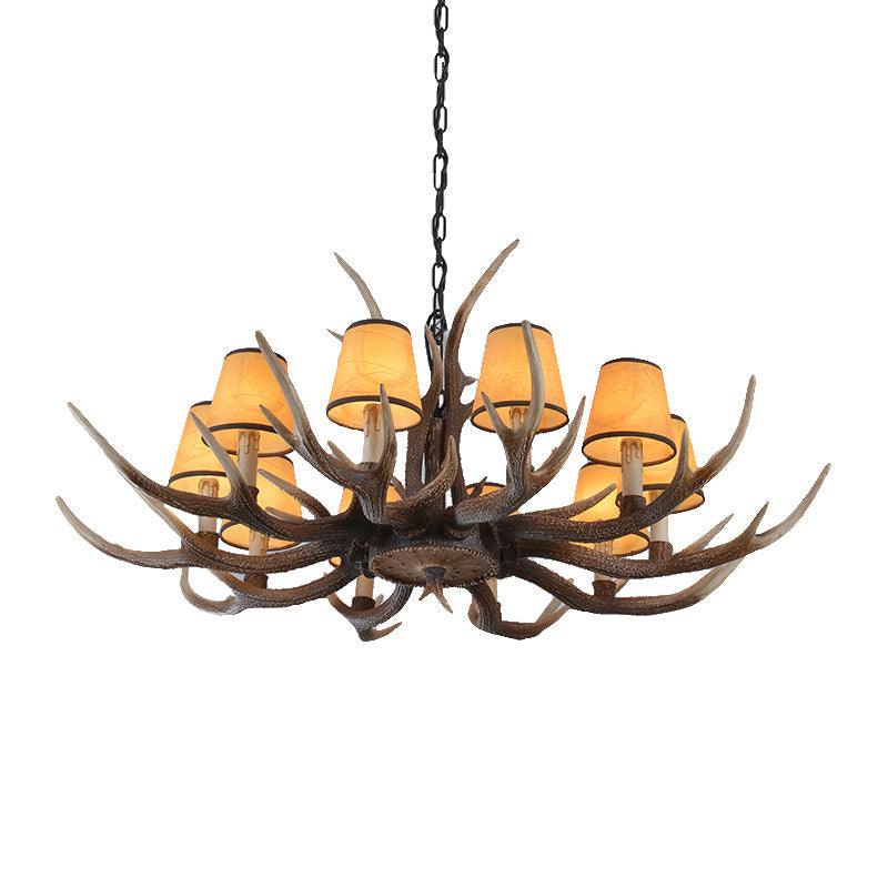 4/6/8-Light Conical Chandelier Light Traditional Brown Resin Pendant - Rebooters