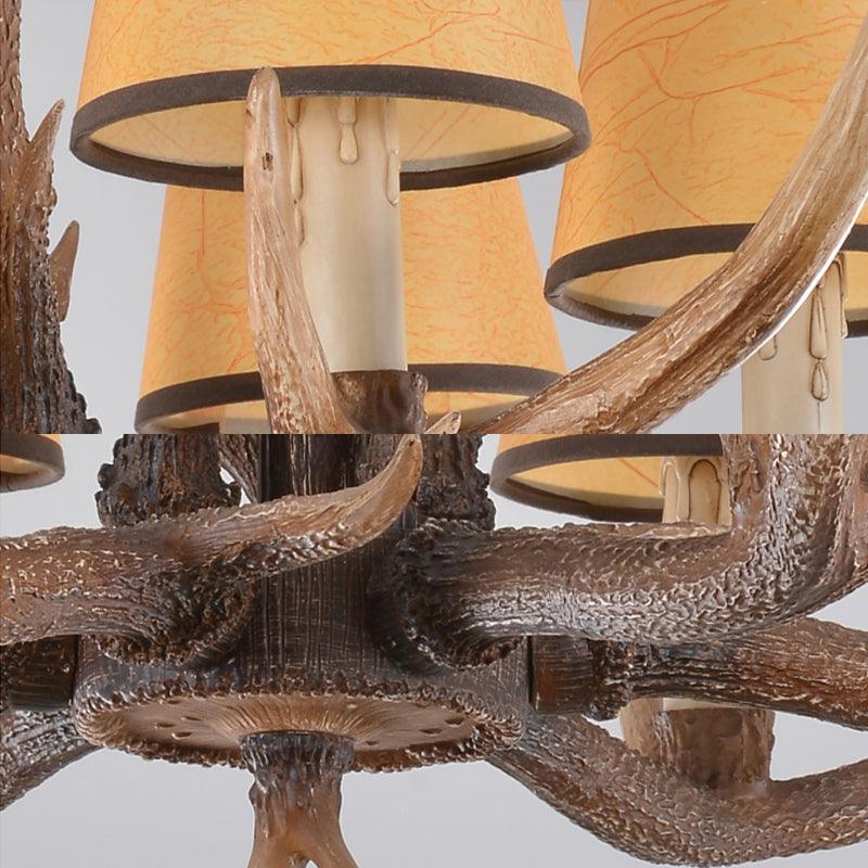 4/6/8-Light Conical Chandelier Light Traditional Brown Resin Pendant - Rebooters