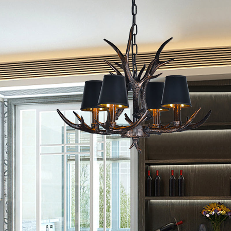 Traditional Tapered Hanging Lamp Black Resin Chandelier - Rebooters