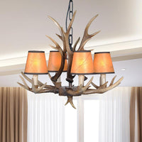 4/6/8 Lights Resin Chandelier Lamp Loft Brown Cone Pendant - Rebooters
