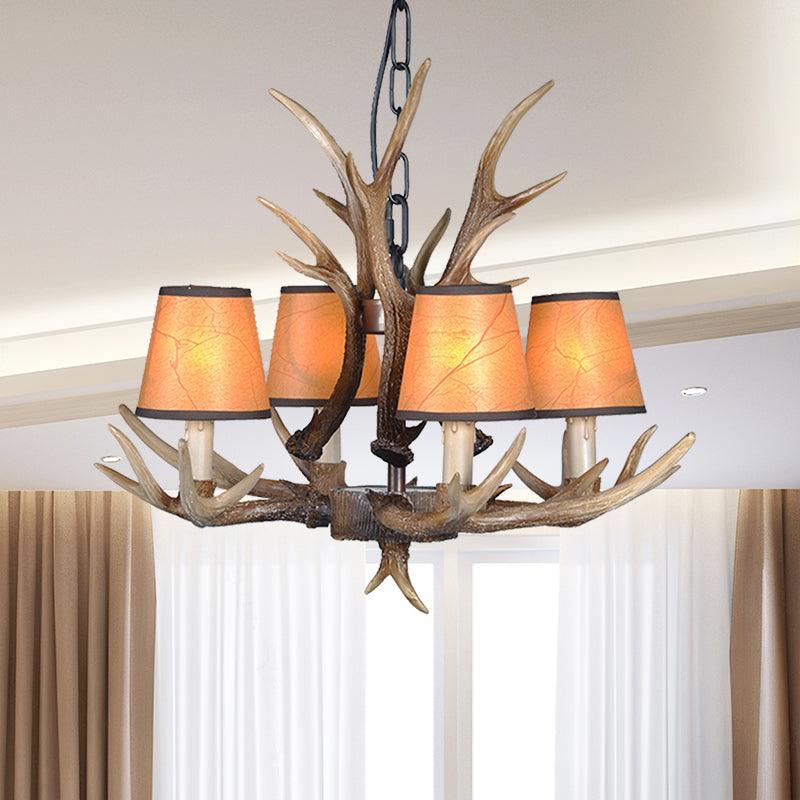 4/6/8 Lights Resin Chandelier Lamp Loft Brown Cone Pendant - Rebooters