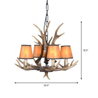 4/6/8 Lights Resin Chandelier Lamp Loft Brown Cone Pendant - Rebooters
