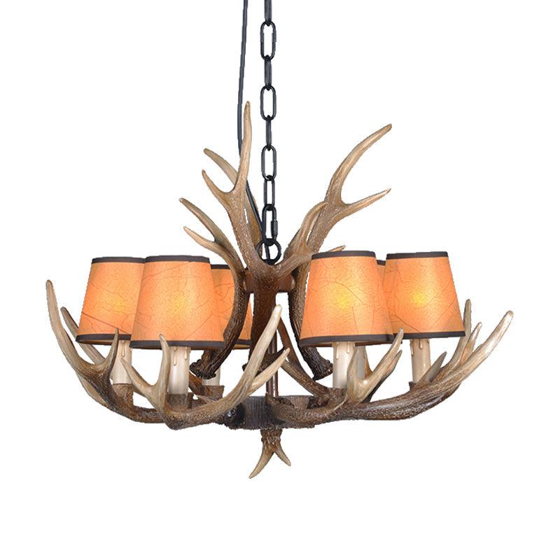 4/6/8 Lights Resin Chandelier Lamp Loft Brown Cone Pendant - Rebooters